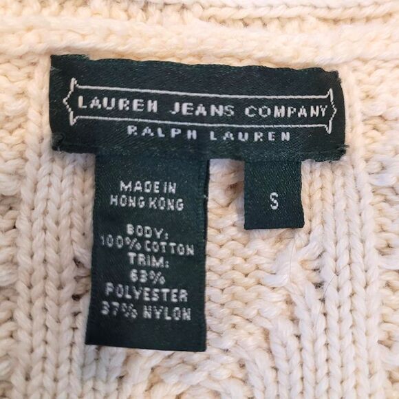 Ralph Lauren Size S Cream Cable Knit Sweater Equestrian Country Western Braided - Picture 3 of 6